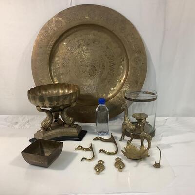 A165 Brass Tray and Home Decor Lot