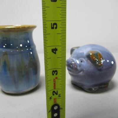 Clarksville Pottery Vase & Unmarked Pig