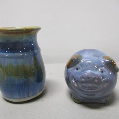 Clarksville Pottery Vase & Unmarked Pig