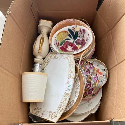 Box of misc dishes and China