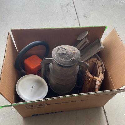 Antique lantern and misc