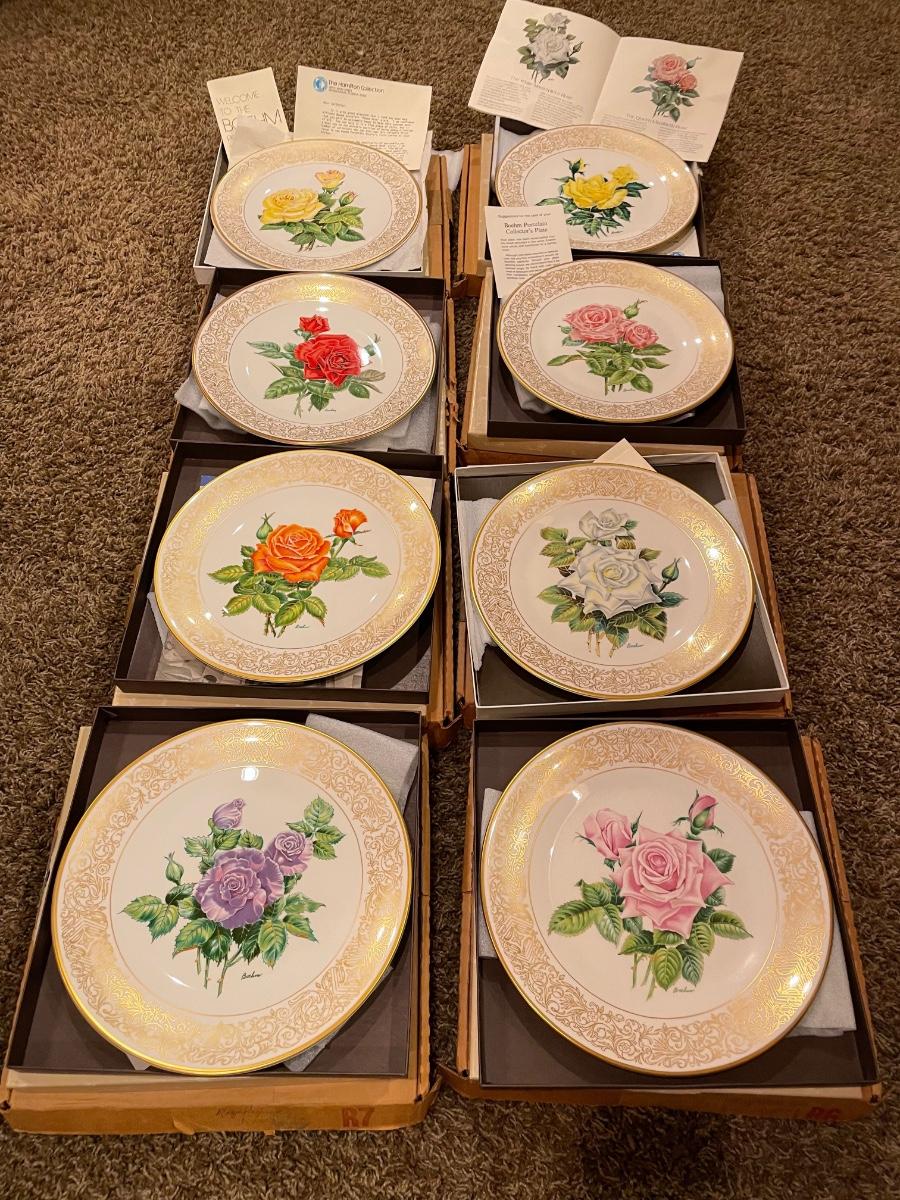Vintage collector rose plate set of 8