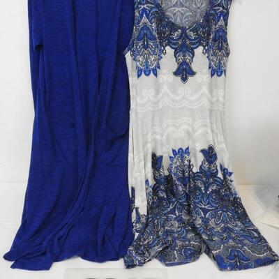 2 pc LuLaRoe, XL Fit & Flare Sleeveless Dress & Blue Long Sleeve Cardigan Med