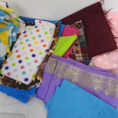 Lot of Assorted Fabric, Duck Fabric, Denim, M&Ms