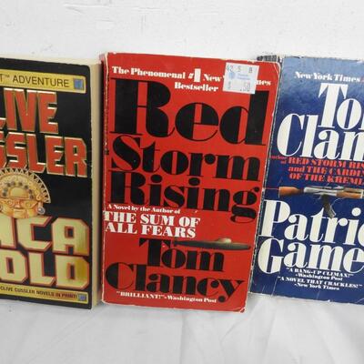 7 Paperback Mystery/Action Books: Tom Clancy, Clive Cussler, John Sandford