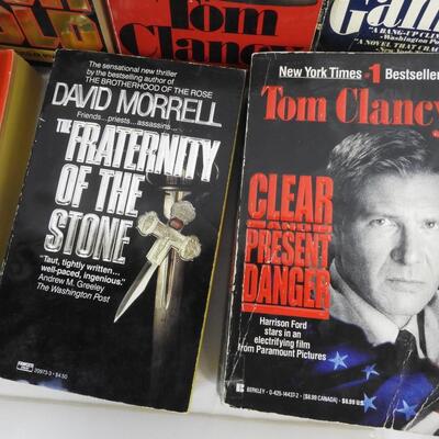 7 Paperback Mystery/Action Books: Tom Clancy, Clive Cussler, John Sandford
