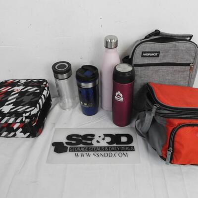 7 pc Kitchen: 3 Lunch Bags, 4 Water Bottles, Teavana, Ozark Trail