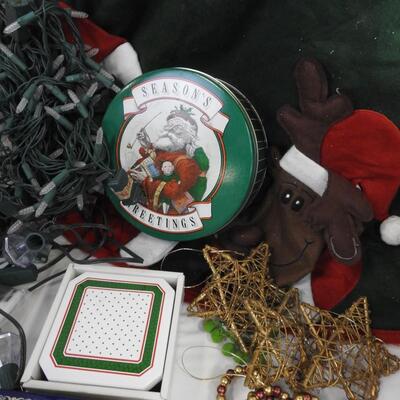 Holiday Lot: Holly Cups, Season's Greetings Tin, Coasters