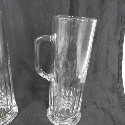 3 Very Tall Glasses, 9" Tall Glass Beer Steins