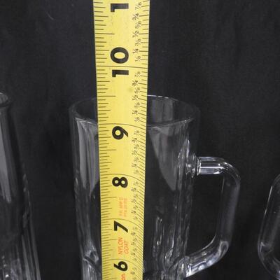 3 Very Tall Glasses, 9" Tall Glass Beer Steins