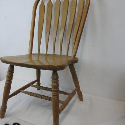 Wooden Dining Table Side Chair with slated back, light brown