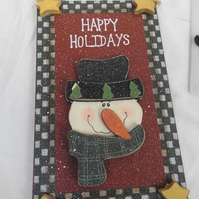 9pc Christmas Holiday Decor, Snowmen, Wooden Wall Decor
