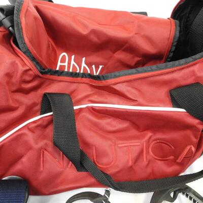 7 pc Sports Lot: 2 Duffle Bags "Abby" 4 Water Bottles, Yaktrax Shoe traction