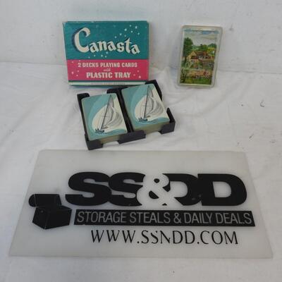 3 Decks of Cards: 2 Vintage Canasta (standard decks) & one Pinochle - Complete