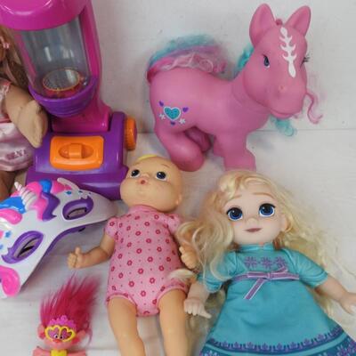 10 pc Kids Toys: Play Vacuum, Dolls, Horses, Mermaid, Troll, Mask, Cabbage Patch