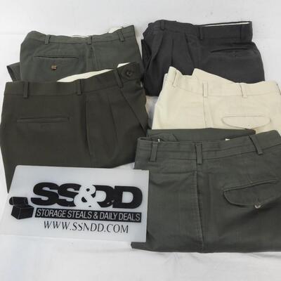 5 pairs Men's Pants: Nordstrom 30x31, Green/Tan/Gray LLBean 30x31