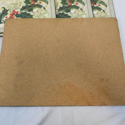 10 pc Placemats Solid, Cork Back. Fruit/Christmas/Butterflies - Vintage