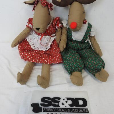 Two Reindeer Dolls, Good Condition, Christmas Holiday