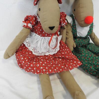 Two Reindeer Dolls, Good Condition, Christmas Holiday