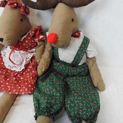 Two Reindeer Dolls, Good Condition, Christmas Holiday