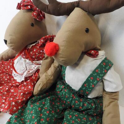 Two Reindeer Dolls, Good Condition, Christmas Holiday