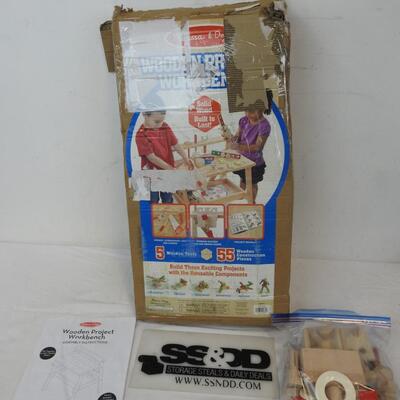 Mellissa & Doug Wooden Project Workbench, Open Box, Appears Complete