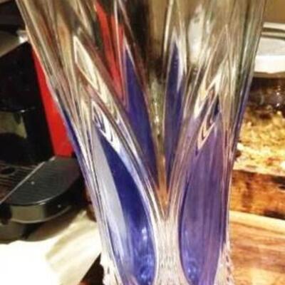 Art Deco Vintage Cut-Crystal Glass Vase