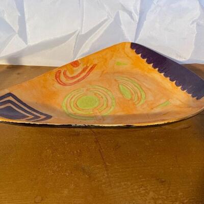 Large Post Modern Ceramic Multi-color Italian Bowl w/ Great Abstract Design