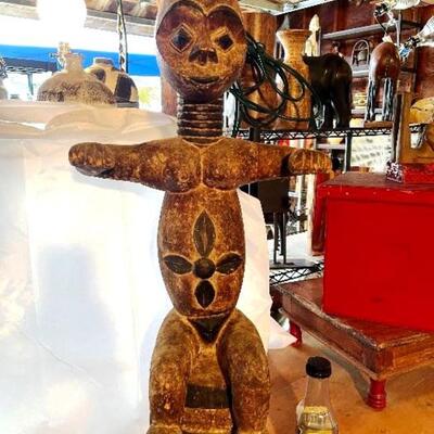 One-of-a-Kind  Large Vintage Tribal-Influenced Wooden Sculpture