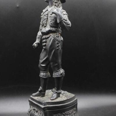 Antique 19th Century Ansonia Don Juan Cavalier Musketeer Spelter Clock Topper Statue