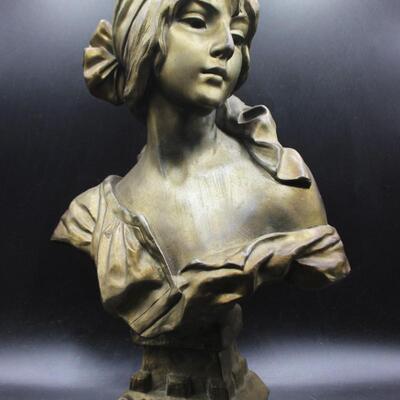 Antique Cendrillion French Bronze Sculpture Bust by Emmanul Villanis