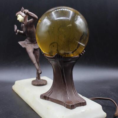 Antique J.B. Hirsch Gerdago Art Deco Glass Ball Harlequin Dancer Pixie Lamp