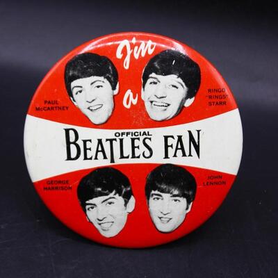 Vintage I'm an Official Beatles Fan Collectible Rock n Roll Pin