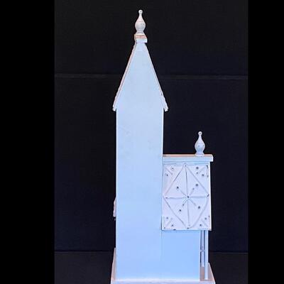 Tall White Decorative Birdhouse ~ Like New