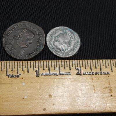 Pair of Antique Ancient Greek Roman Coins Gordian III Antoninianus Silver Coin