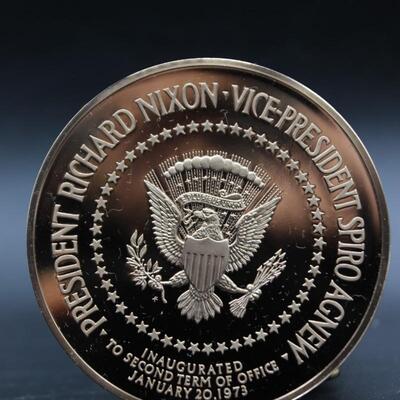 Vintage Richard Nixon Spiro Agnew Inaugural Committee Solid Bronze Commemorative Collectible Coin