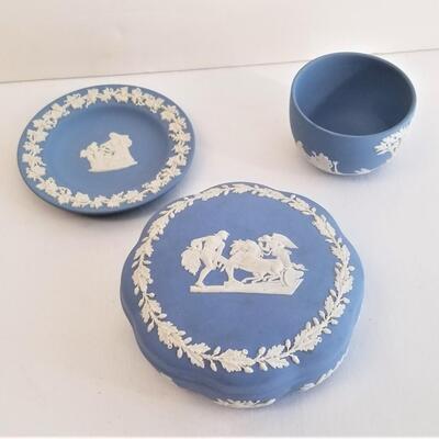 Lot #71  3 Pieces Blue Jasperware Wedgwood China