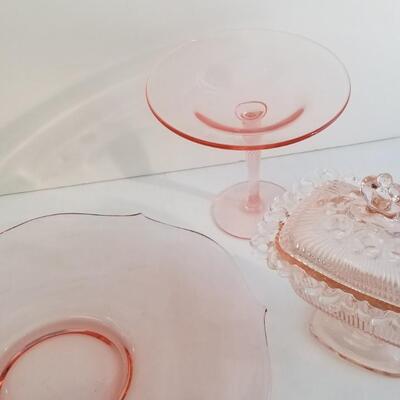 Lot #73  Three pieces of Pink Depression-era glass