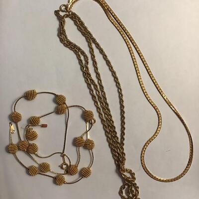 Lot 3 Vintage Costume Jewelry Necklaces, 1 Bracelet, 1 Earring