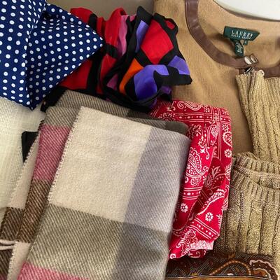 Vintage scarves, gloves and vintage Ralph Lauren ladies shirts