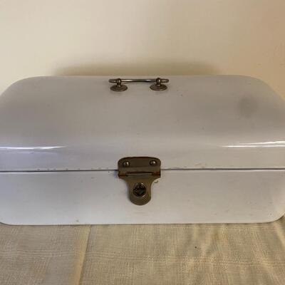 Vintage White Enamel  Bread Box