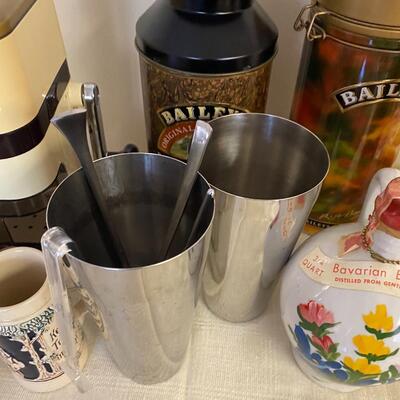 Vintage Barware, decanters and vintage Drink mixer