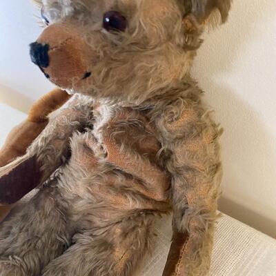Antique  Mohair Bear and Steiff Dachshund Dog