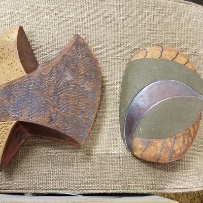 Pair of mid-century abstract primitive-style ceramic sculptural objects