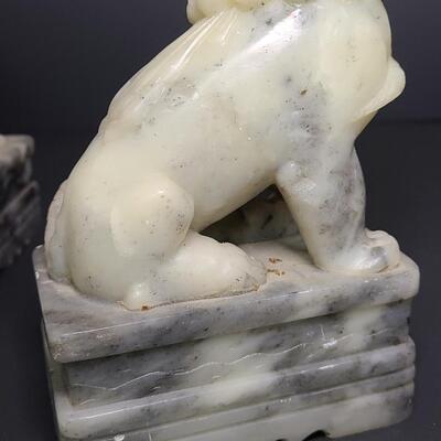 Lot 187: Natural Stone Foo Dog Statues (Soapstone)