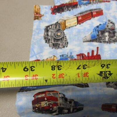 Vintage Fabric Includes Train Themed Valances, Tea-Stained Camisole, and Doilies