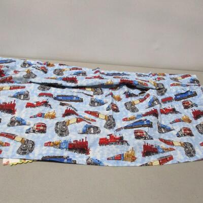 Vintage Fabric Includes Train Themed Valances, Tea-Stained Camisole, and Doilies