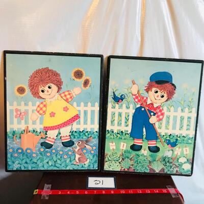 Homeco Raggedy Anne & Andy Plaques