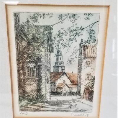 Lot #78  Charming Colored Engraving - village scene