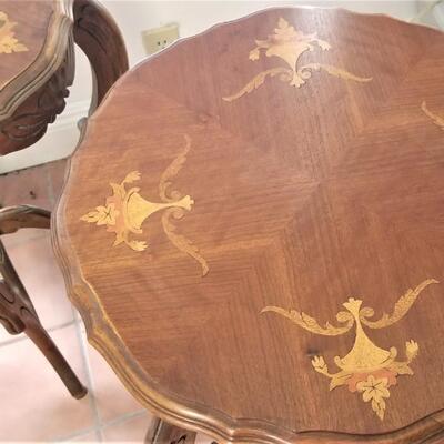 Lot #80  Cute Pair of Antique Inlaid Parlor Tables